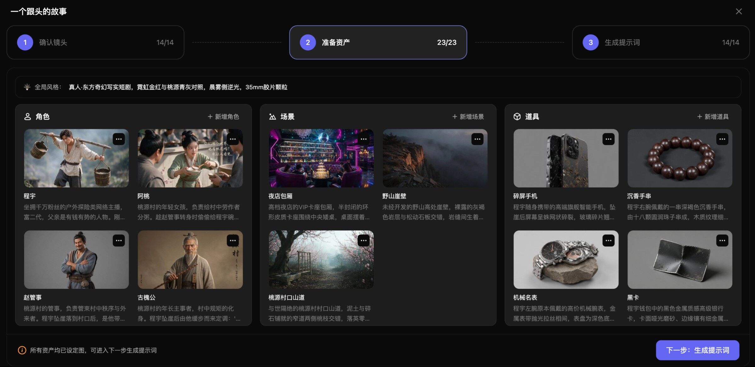 HEIMASHOW角色、场景、道具资产页面